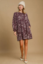 Load image into Gallery viewer, Umgee French Terry Mixed Print Dress in Plum
