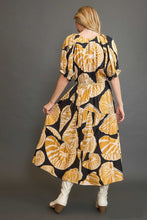 Load image into Gallery viewer, Umgee Floral Print Maxi Dress with Puff Sleeves in Black/Honey
