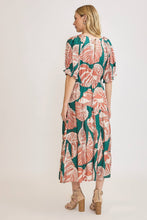 Load image into Gallery viewer, Umgee Floral Print Maxi Dress with Puff Sleeves in Green/Clay
