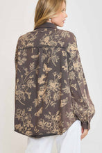 Load image into Gallery viewer, Umgee Floral Print French Terry Jacket in Charcoal
