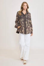 Load image into Gallery viewer, Umgee Floral Print French Terry Jacket in Charcoal
