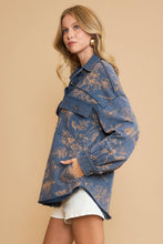 Load image into Gallery viewer, Umgee Floral Print French Terry Jacket in Denim
