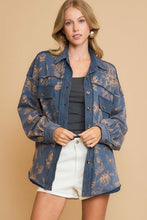 Load image into Gallery viewer, Umgee Floral Print French Terry Jacket in Denim
