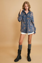 Load image into Gallery viewer, Umgee Floral Print French Terry Jacket in Denim
