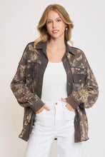 Load image into Gallery viewer, Umgee Floral Print French Terry Jacket in Charcoal
