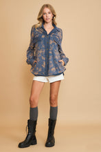 Load image into Gallery viewer, Umgee Floral Print French Terry Jacket in Denim
