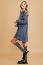 Load image into Gallery viewer, Umgee Solid Color Soft Knit Dress with Star Pattern in Denim
