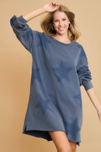 Load image into Gallery viewer, Umgee Solid Color Soft Knit Dress with Star Pattern in Denim
