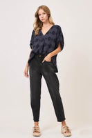 Umgee OVERSIZED Swiss Dot Jacquard Top in Navy