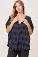 Umgee OVERSIZED Swiss Dot Jacquard Top in Navy