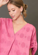 Umgee OVERSIZED Swiss Dot Jacquard Top in Rose