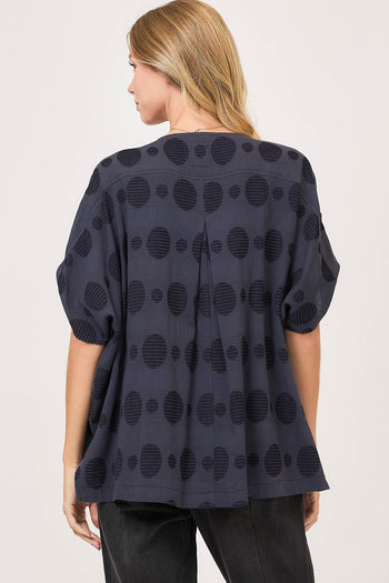 Umgee OVERSIZED Swiss Dot Jacquard Top in Navy