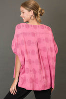 Umgee OVERSIZED Swiss Dot Jacquard Top in Rose