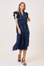 Load image into Gallery viewer, Umgee Solid Color Floral Burnout Midi Dress in Navy
