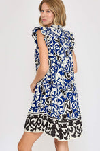Load image into Gallery viewer, Umgee Bold Floral Print Tiered Mini Dress in Blue
