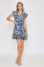 Load image into Gallery viewer, Umgee Bold Floral Print Tiered Mini Dress in Blue
