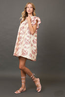 Umgee Two Toned Paisley Print Mini Dress in Red Mix