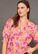 Umgee Bold Vibrant Floral Print Top in Pink Mix