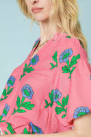 Umgee Bold Colored Floral Print Top in Pink Mix