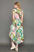 Umgee Floral Print Sleeveless Midi Dress in Green Mix
