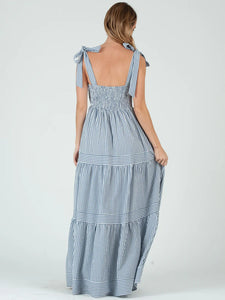 Lucca Couture CAPRI Stripe Maxi Dress in Navy