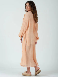 Lucca Couture LOLA Sheer Maxi Dress in Peachy Dress Lucca Couture   
