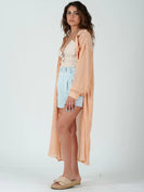 Lucca Couture LOLA Sheer Maxi Dress in Peachy Dress Lucca Couture   