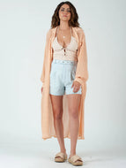 Lucca Couture LOLA Sheer Maxi Dress in Peachy Dress Lucca Couture   