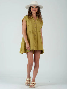 Lucca Couture GABRIELA Button Down Tunic Top in Avo Shirts & Tops Lucca Couture   