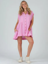 Load image into Gallery viewer, Lucca Couture GABRIELA Button Down Tunic Top in Pink Shirts &amp; Tops Lucca Couture   

