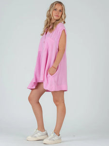 Lucca Couture GABRIELA Button Down Tunic Top in Pink Shirts & Tops Lucca Couture   