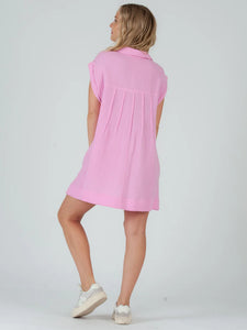 Lucca Couture GABRIELA Button Down Tunic Top in Pink Shirts & Tops Lucca Couture   