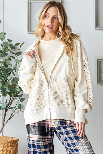 Oli & Hali Solid Color Open Twist Back Jacket in Cream – June Adel