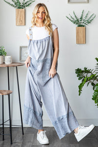 Oli & Hali Terry Knit Overalls with Lace Details in Dolphin