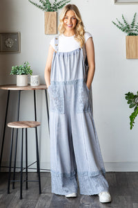 Oli & Hali Terry Knit Overalls with Lace Details in Dolphin