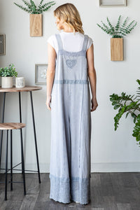 Oli & Hali Terry Knit Overalls with Lace Details in Dolphin