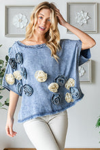 Load image into Gallery viewer, Oli &amp; Hali 3D Flower Top in Denim Shirts &amp; Tops Oli &amp; Hali   
