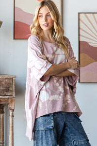 Oli & Hali OVERSIZED Splatter Bleached Flower Top in Blush