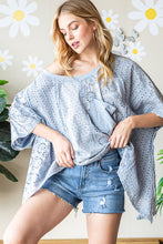 Load image into Gallery viewer, Oli &amp; Hali Mineral Washed Eyelet Top in Dusty Blue Shirts &amp; Tops Oli &amp; Hali   
