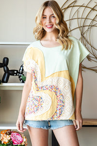 Oli& Hali Heart Patched Top in Light Lime Shirts & Tops Oli & Hali   