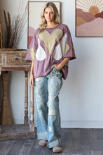 Load image into Gallery viewer, Oli &amp; Hali OVERSIZED Top with Multicolored Gauze Heart Patches in Dark Lilac
