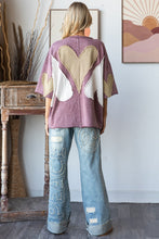 Load image into Gallery viewer, Oli &amp; Hali OVERSIZED Top with Multicolored Gauze Heart Patches in Dark Lilac
