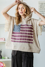 Load image into Gallery viewer, Oli &amp; Hali USA Flag Hooded Top in Oatmeal Shirts &amp; Tops Oli &amp; Hali   
