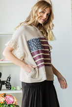 Load image into Gallery viewer, Oli &amp; Hali USA Flag Hooded Top in Oatmeal Shirts &amp; Tops Oli &amp; Hali   
