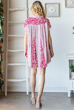 Load image into Gallery viewer, Oli &amp; Hali Flared Hem Mixed Print Button Up Top in Pink Shirts &amp; Tops Oli &amp; Hali   
