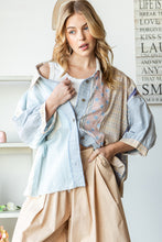 Load image into Gallery viewer, Oli &amp; Hali Patchwork Button Down Top in Blue Shirts &amp; Tops Oli &amp; Hali   
