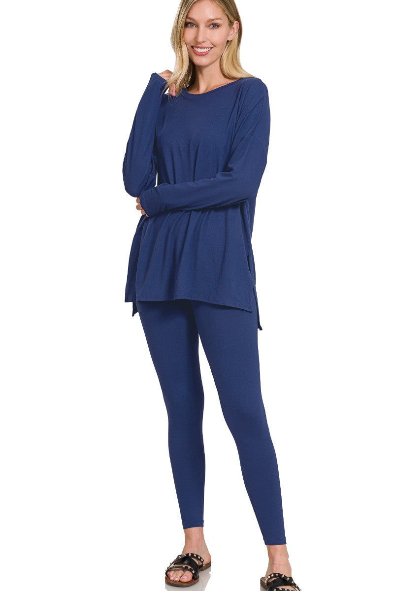 Bas Bleu Gabi Women's Long Leggings Smooth Plain Casual - Made in