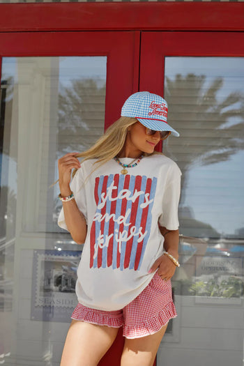 Poppy & Pine Stars & Stripes Tee in Ivory