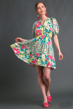 Load image into Gallery viewer, Umgee Floral Mixed Print Dress in Mint Mix Dress Umgee   
