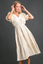 Load image into Gallery viewer, Umgee Puffed Sleeve Tiered Midi Dress in Cream Dress Umgee   

